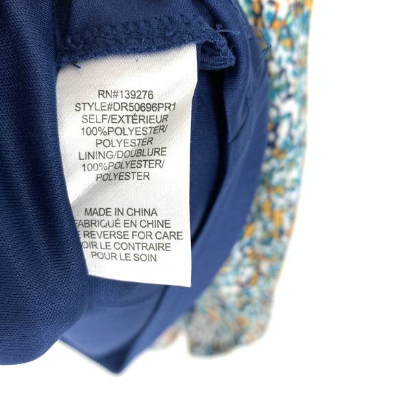 SOLD DR2 Daniel Rainn Dress Women's Size L Split Neck Tie Waist Casual Multi - Picture 7 of 7